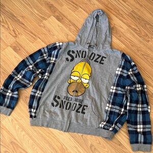 Homer grey and blue upcycled hoodie